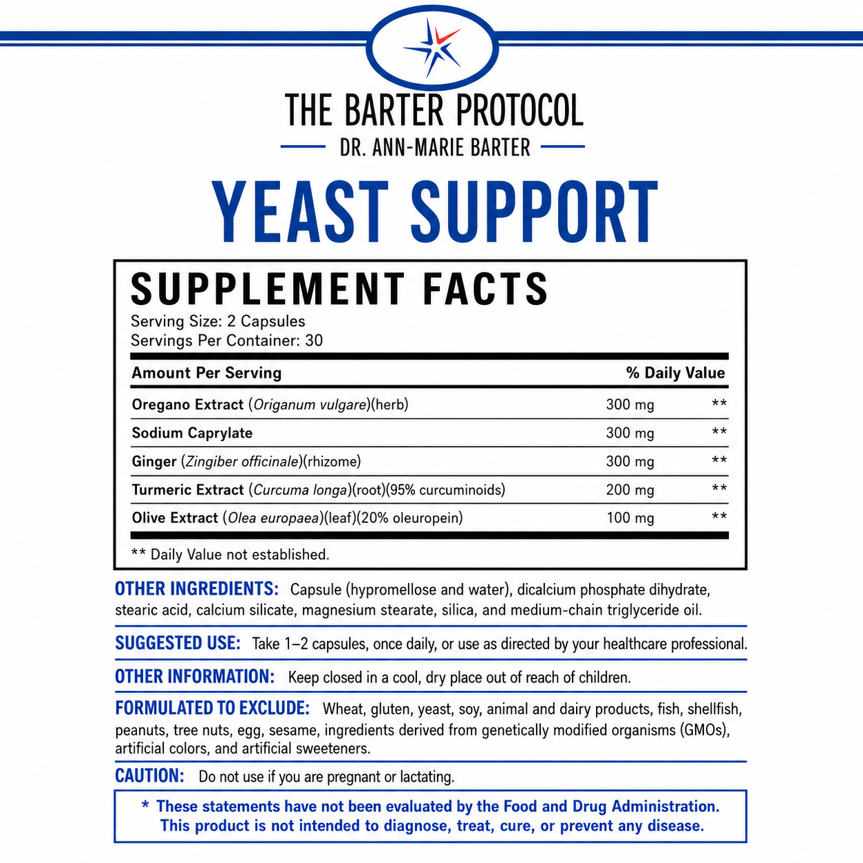 Yeast Support Digestive & Immune Health Capsules